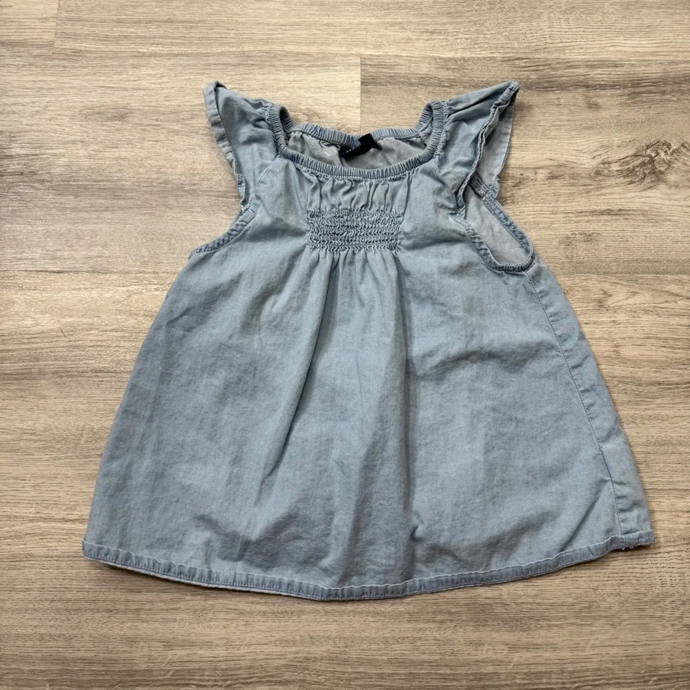 GAP Denim‎ Baby Toddler Chambray Dress Sleeveless Ruffle Girls Medium